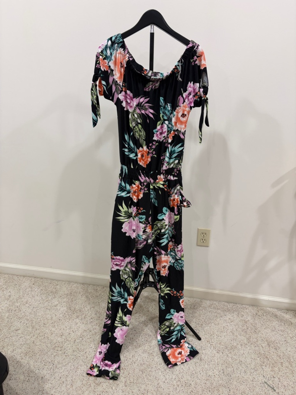 Floral black romper outfit size medium